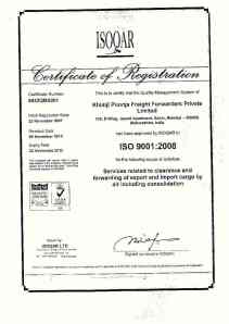 Khimji Poonja Freight Forwarders Pvt Ltd. certified by ISOQAR